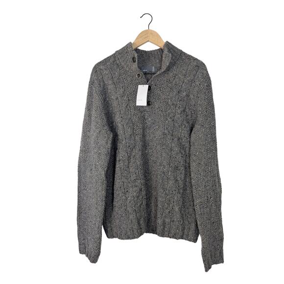 NWT Men's Vince Wool 1/4 Button Cable Knit Sweater - Picture 1 of 7